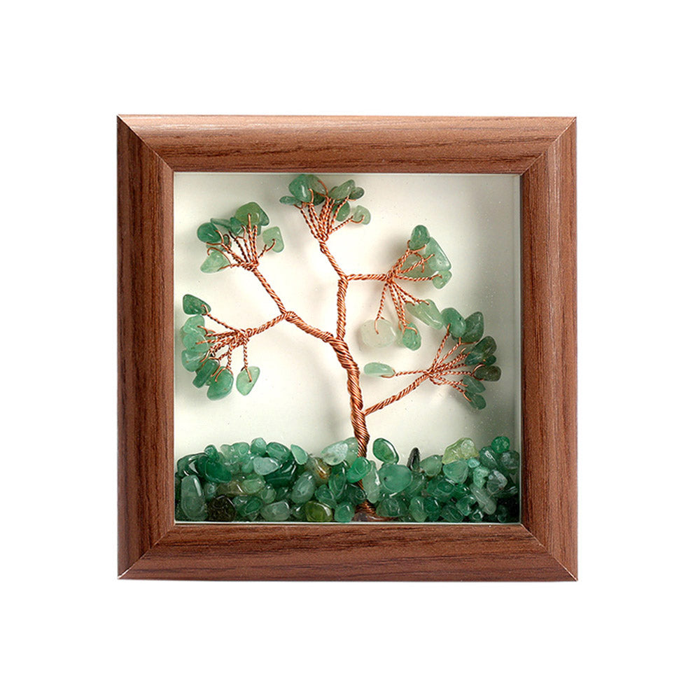 Green Aventurine Tree with Frame Decorative Spiritual Piece