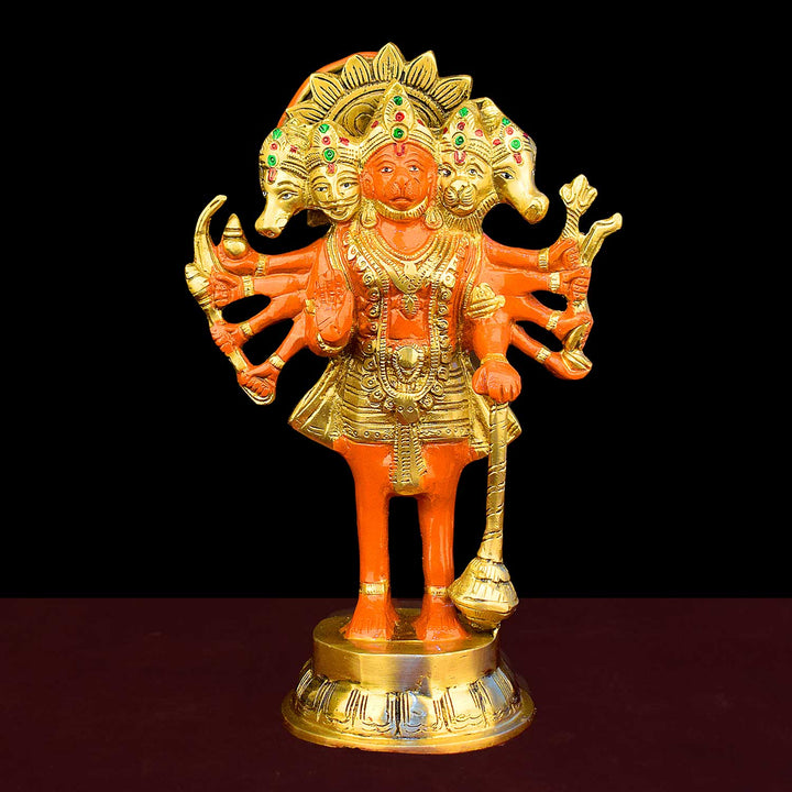 10.6 Inch Standing Kesari Nandan Hanuman Ji Brass Statue with fine detailing, symbolizing strength, devotion, and protection β perfect for pooja room, home temple, or as a spiritual gift. No.1 Brass Idol Store www.satvikstore.in