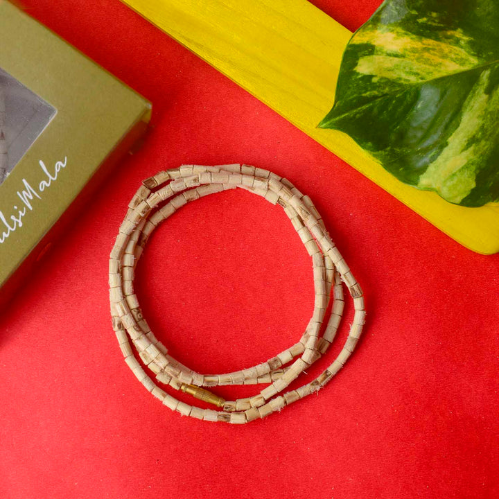 100% Original Tulsi Mala with flat, handcrafted beads made from sacred Tulsi wood, ideal for spiritual practices and daily wear. India’s Premium Jap Mala Store- www.satvikstore.in