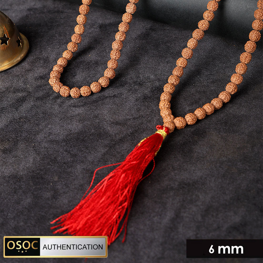 108 beads 6mm Pathariya Rudraksha mala for daily japa, meditation, and spiritual energy balance. India’s Largest Pooja Accessories Brand – www.satvikstore.in