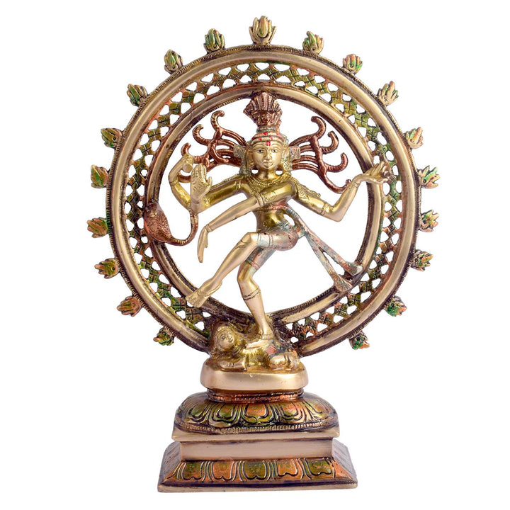 11.6 Inch Divine and Graceful Natraj Brass Idol Brass Statue featuring intricate detailing, perfect for spiritual home decor, temple worship, and devotional gifting. Indiaās Largest Brass Idols Brand - www.satvikstore.in