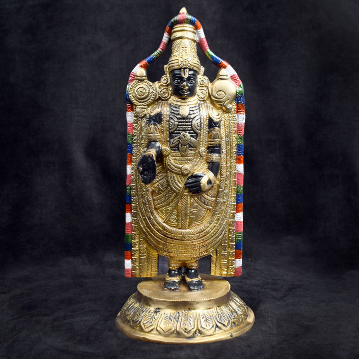Handcrafted brass Lord Venkateswara idol with intricate detailing for home temple and pooja. Indiaβs Largest Brass Idols Brand - www.satvikstore.in