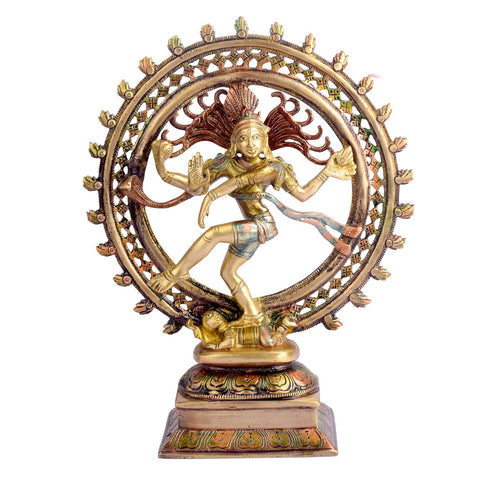 13.4 Inch Beautiful Natraj Brass Idol Brass Statue featuring intricate detailing, perfect for spiritual home decor, temple worship, and devotional gifting. Indiaβs Largest Brass Idols Brand - www.satvikstore.in