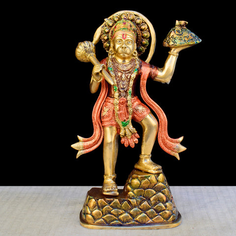 14.2 inch brass Kesari Nandan Hanuman idol, representing strength, devotion, and divine protection. Indiaβs Largest Brass Idols Brand - www.satvikstore.in