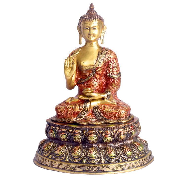 15.4 inch brass Buddha idol radiating peace, serenity, and spiritual calmness. Indiaβs Largest Brass Idols Brand - www.satvikstore.in