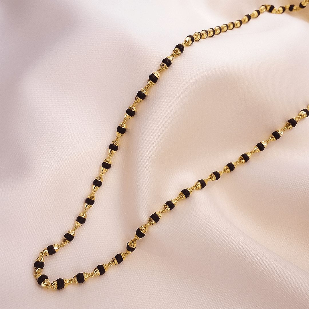 Hallmarked 22K Pure Gold Govt. Certified Karungali Mala/ Black Ebony Beads