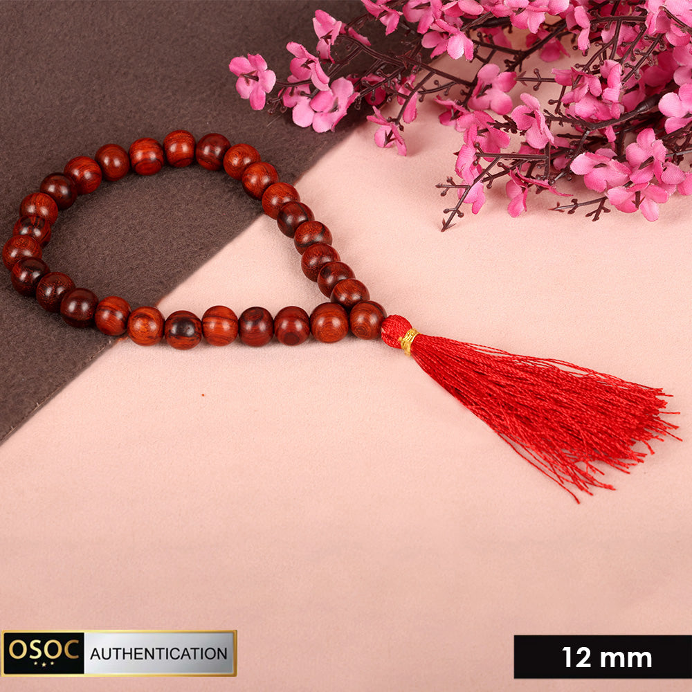 Red Chandan Mani Mala 27 Bead (12mm)