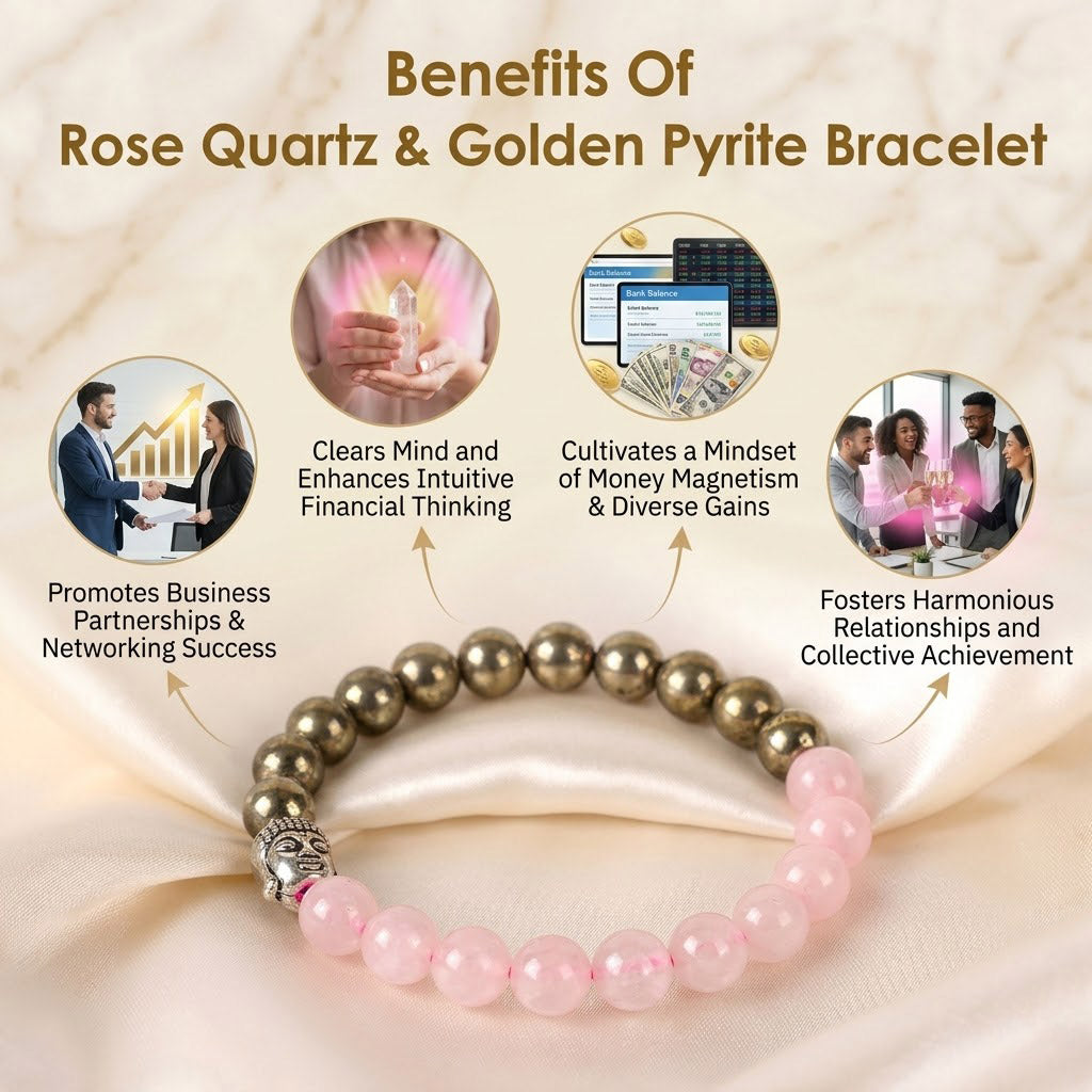 Rose Quartz & Golden Pyrite Bracelet Stylish Spiritual Wear