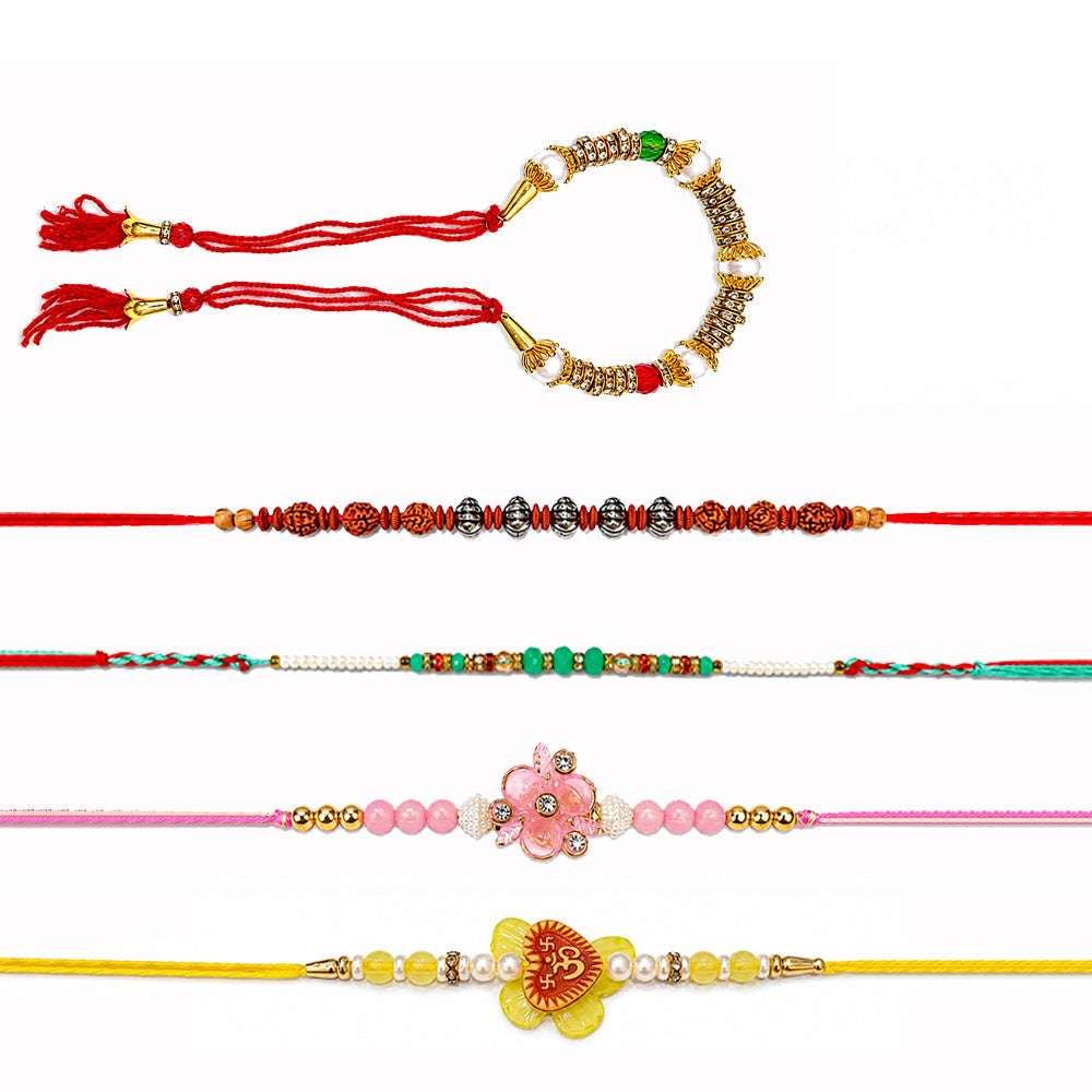 Stunning Family Beads Rakhi Combo (Set of 5)