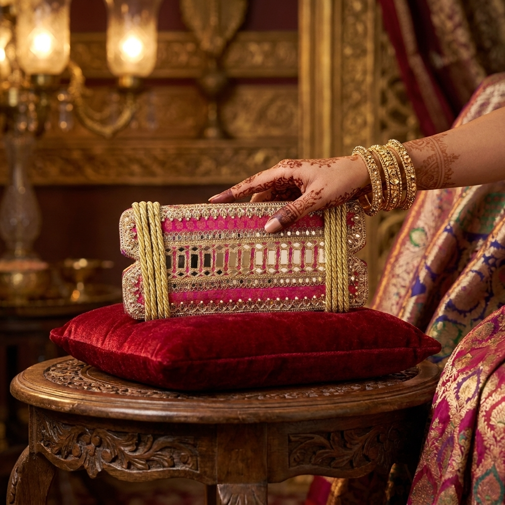 Pink Mirror Work Jhula Patri for Hariyali Teej