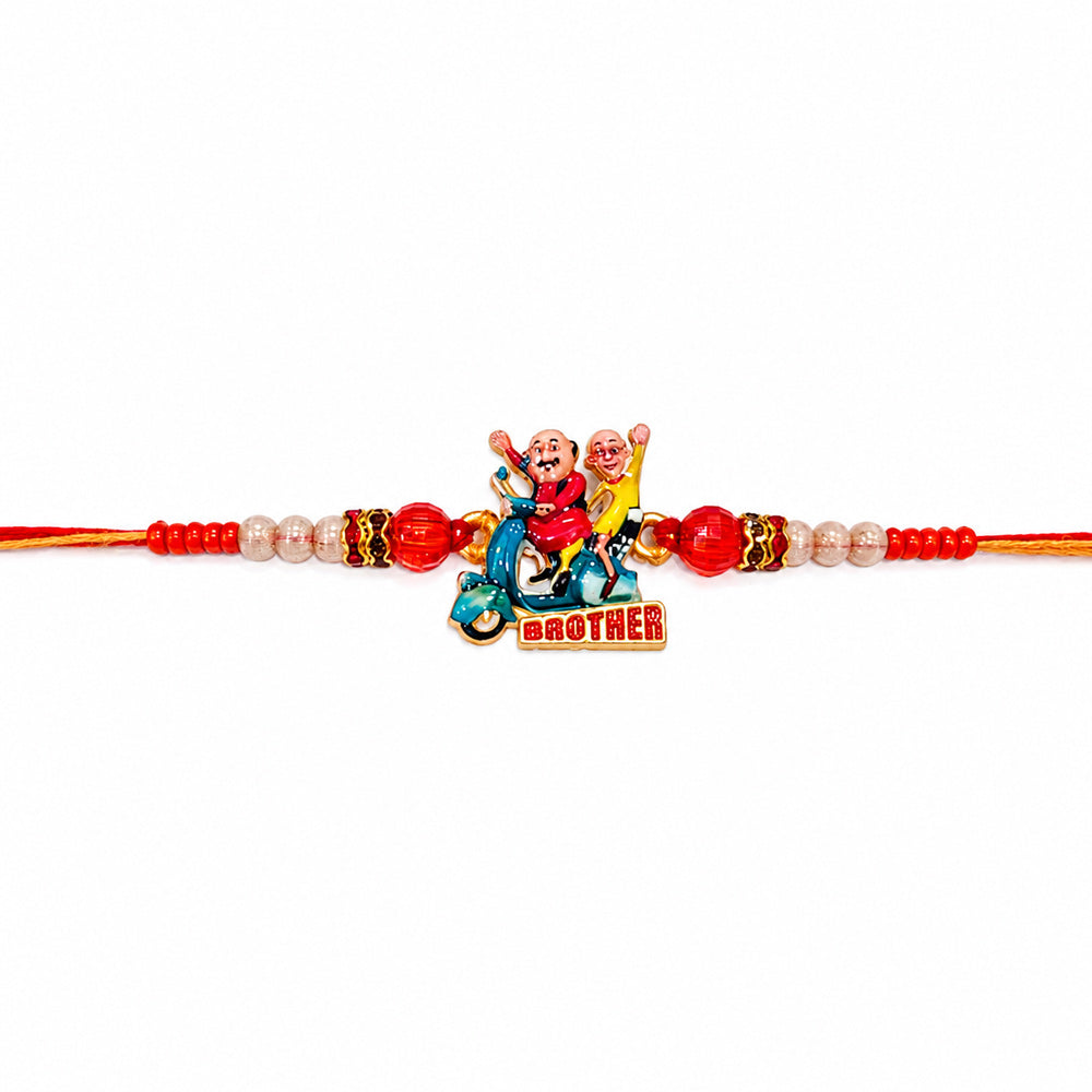 Fun Motu Patlu Scooter Ride Brother Motif Kids Rakhi
