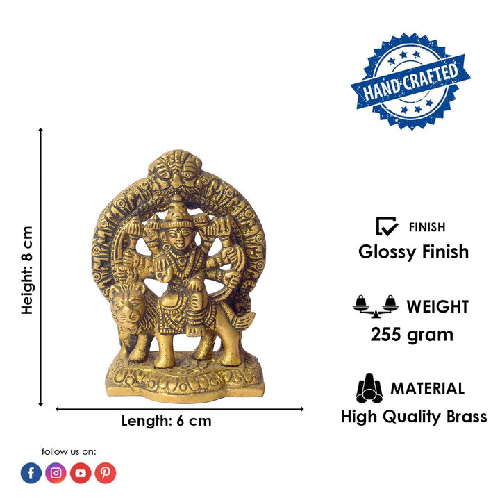 3 Inch Brass Durga Idol β Ideal for Car Dashboard & Puja Room Decor