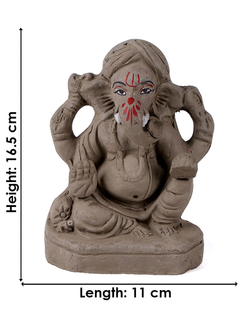 6 Inch Traditional Eco-Friendly Ganesha Idol in LalitÄsana Pose