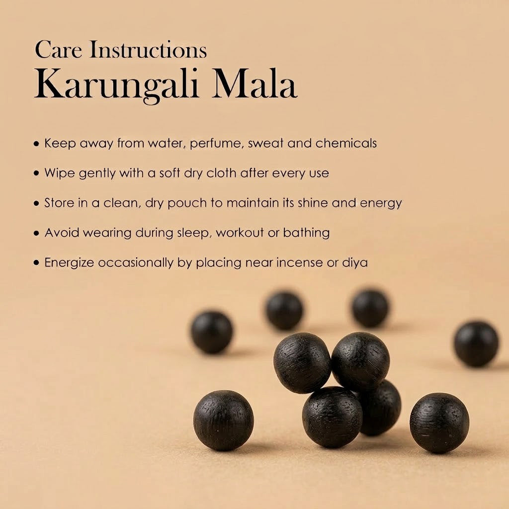 Hallmarked 925 Pure Silver Karungali Mala Govt. Certified