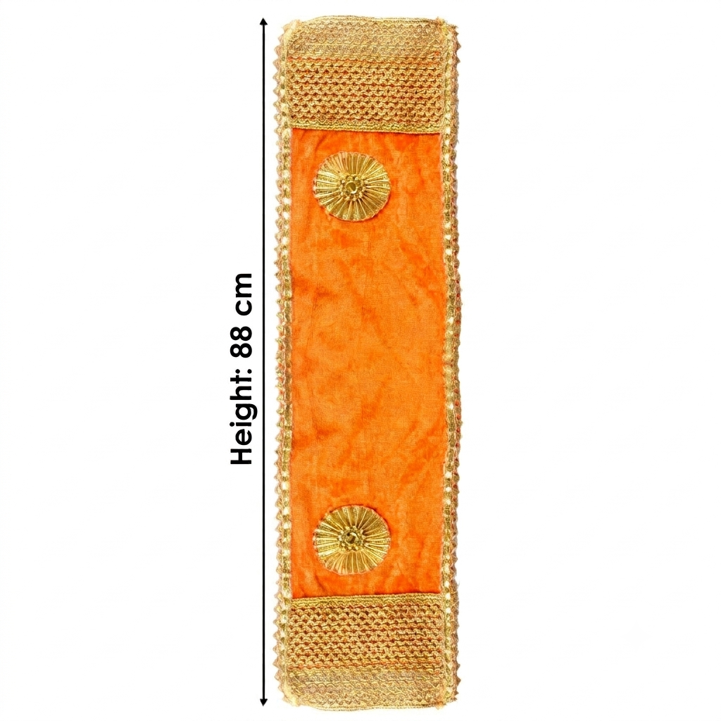 Premium Designer Orange Velvet Ganpati Idol Patka