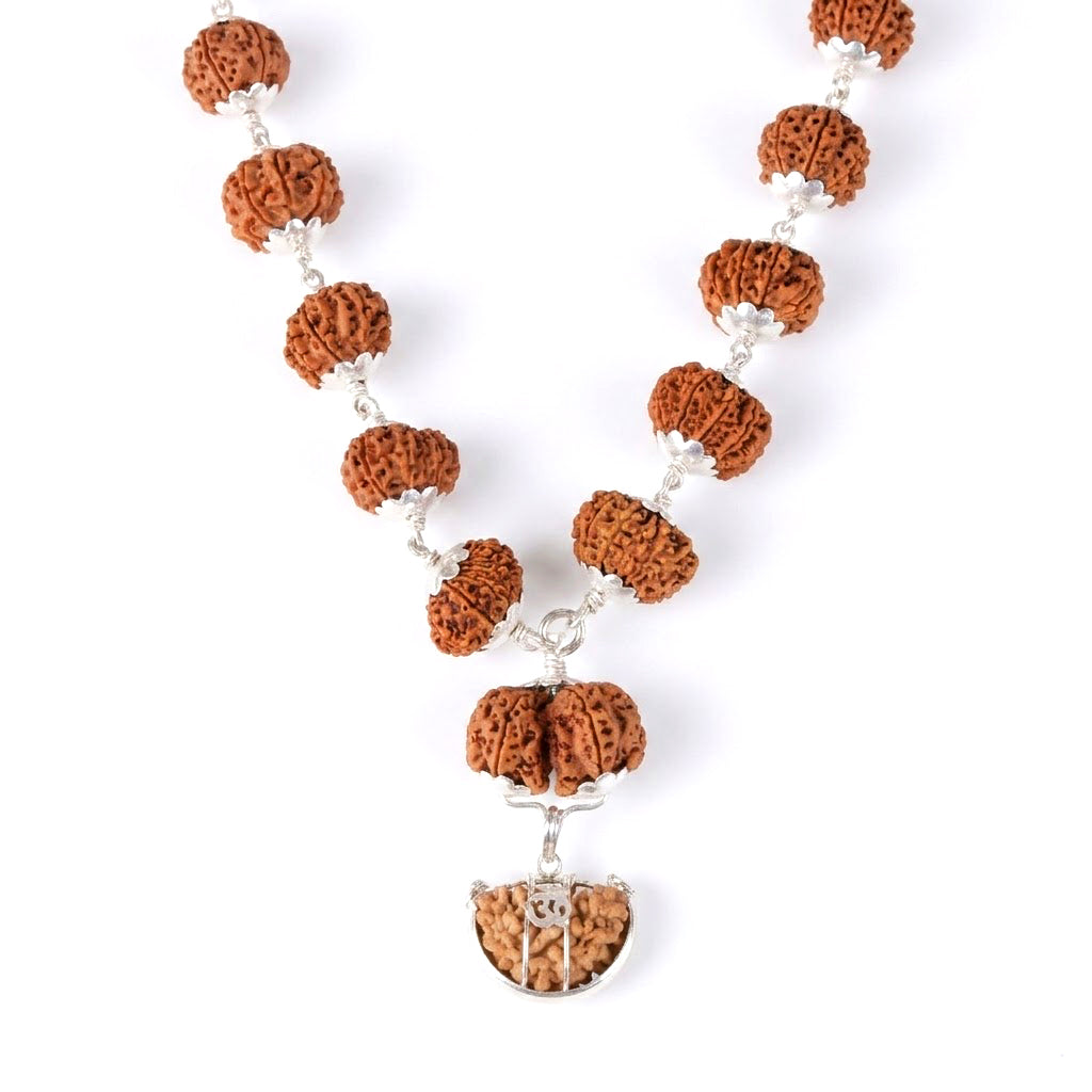 Siddha Mala with 1 Mukhi Half Moon (Silver Chain, Nepal Collector)