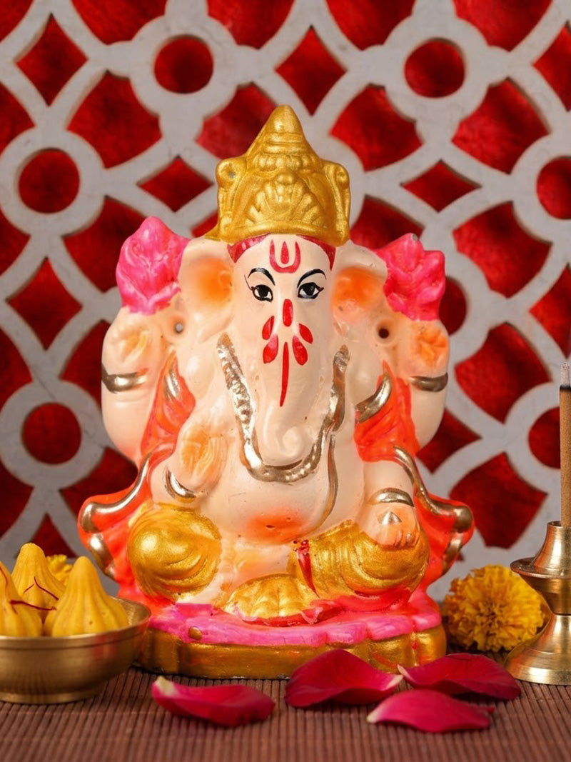 4 Inch Colourful Eco Friendly Ganesha Idol | India’s Largest Pooja Accessories Brand – www.satvikstore.in