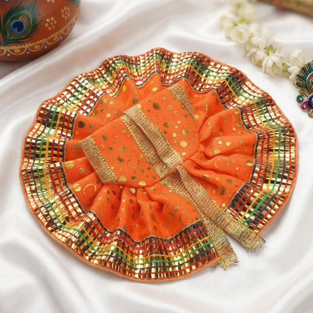 Dotted Pattern Laddu Gopal Dress with Golden Border