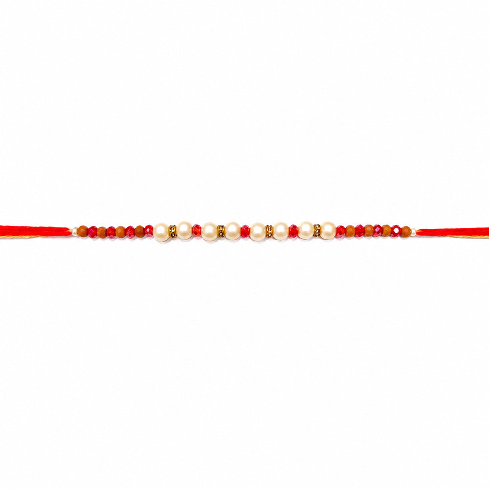 Lustrous Pearl and Crystal Beaded Designer Rakhi