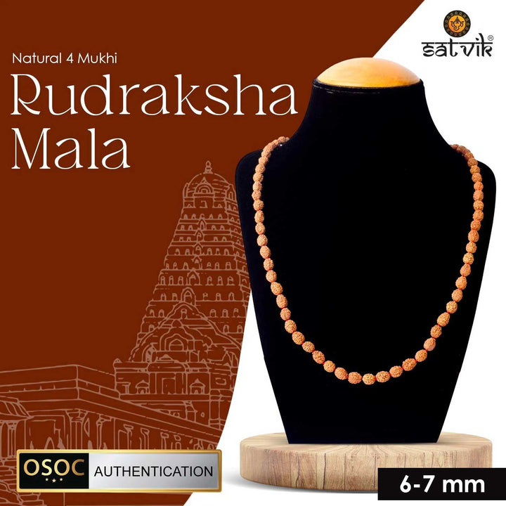 Original 4 Mukhi Rudraksha Mala – 108 Beads for Knowledge, Learning & Creativity.India’s Premium Jap Mala Store - www.satvikstore.in