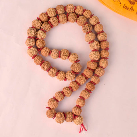 5 Mukhi Semi Pathariya Rudraksha Mala featuring natural five-faced beads, ideal for daily meditation, spiritual balance, and positive energy. Indiaβs Premium Rudraksha Jap Mala Store- www.satvikstore.in