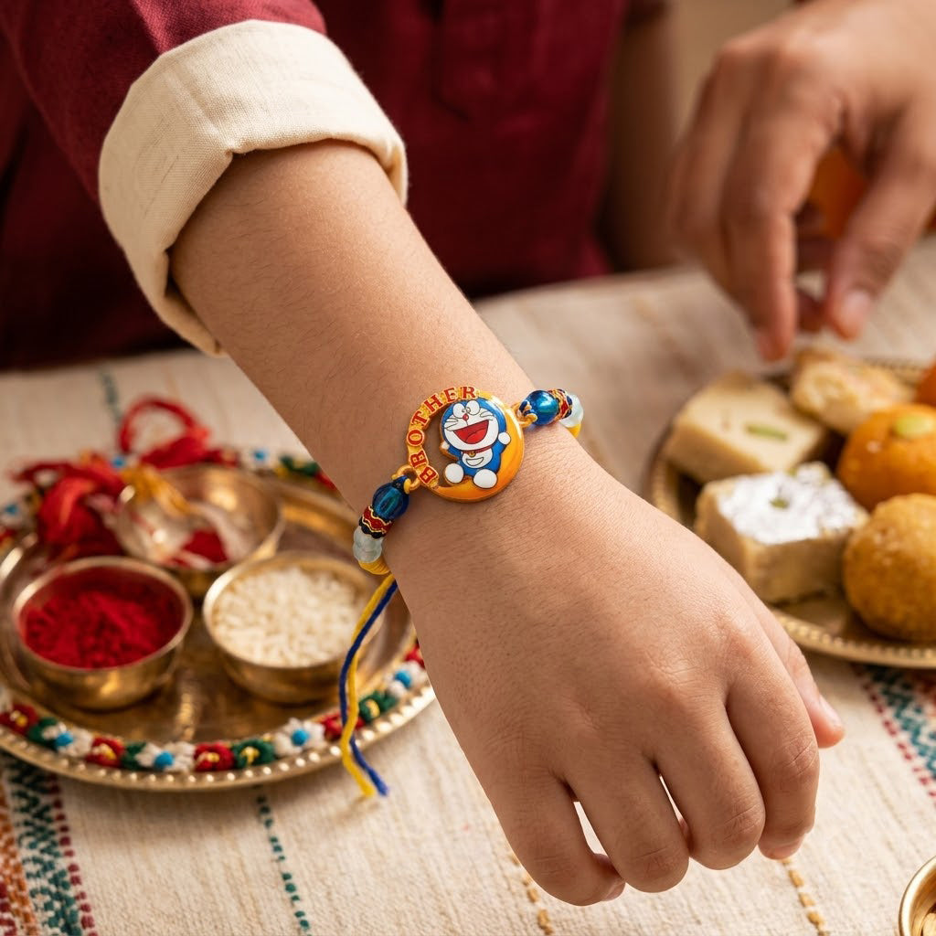 Handcrafted Unicorn Veera and Doraemon Kids Rakhi (Set of 2)