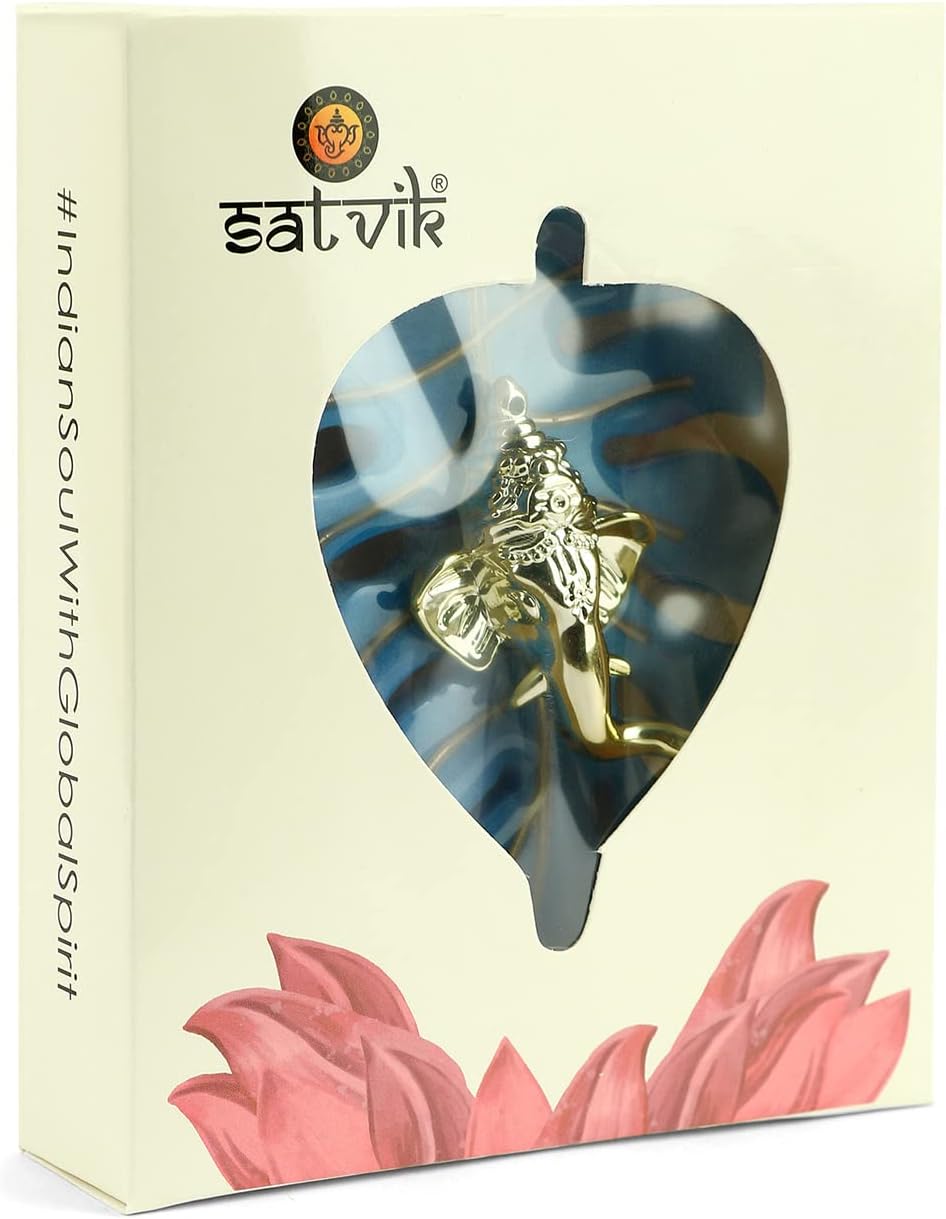 Elegant Classic Finish Ganesha On Leaf Wall Hanging