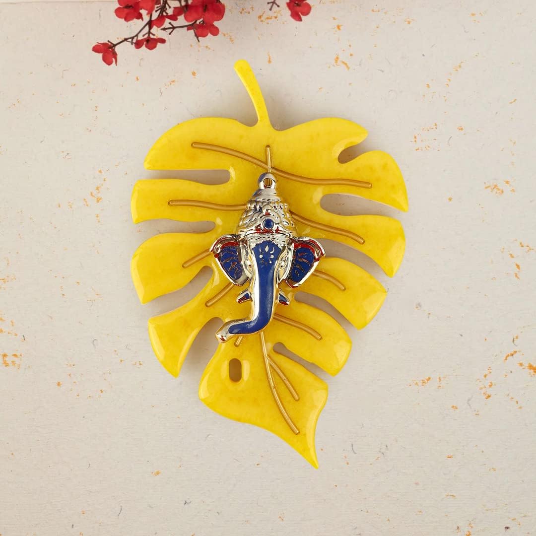 Elegant Classic Finish Ganesha On Leaf Wall Hanging