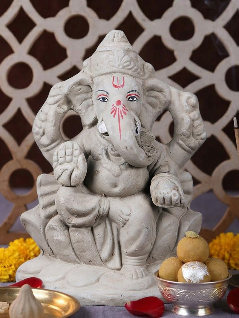 6 Inch Natural Eco Friendly Ganesha Idol | India’s Largest Pooja Accessories Brand – www.satvikstore.in