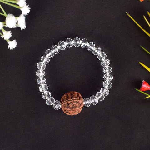 6 Mukhi Rudraksha Bracelet with Sphatik Crystal Beads for Balance and Positive Energy. Indiaβs Largest Pooja Accessories Brand - www.satvikstore.in