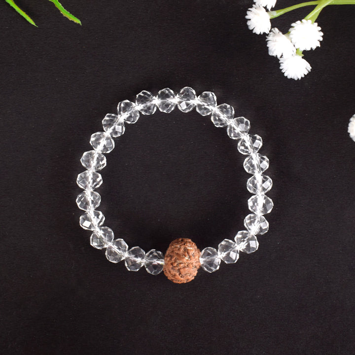 7 Mukhi Rudraksha Bracelet with Sphatik Crystal Beads for Wealth and Prosperity. Indiaβs Largest Pooja Accessories Brand - www.satvikstore.in