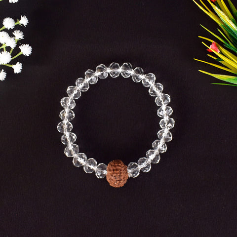 8 Mukhi Rudraksha Bracelet with Sphatik Crystal Beads for Strength and Positivity. Indiaβs Largest Pooja Accessories Brand - www.satvikstore.in