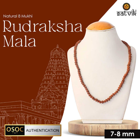 Original 8 Mukhi Rudraksha Mala β 108 Beads for Obstacle Removal, Success & Protection. Indiaβs Premium Jap Mala Store - www.satvikstore.in
