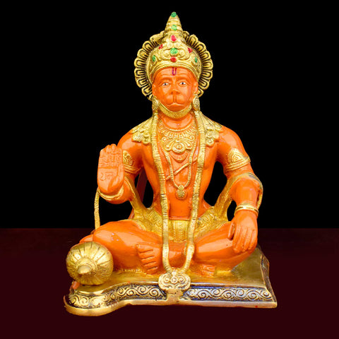 9.1 Inch Shree Kesari Hanuman Big Brass Idol with fine detailing, symbolizing strength, devotion, and protection β perfect for pooja room, home temple, or as a spiritual gift. No.1 Brass Idol Store www.satvikstore.in
