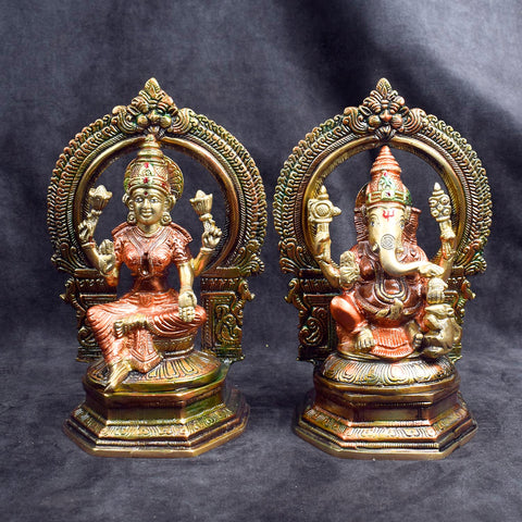 Beautiful handcrafted brass Lakshmi Ganesh idol for home temple and festive pooja. Indiaβs Largest Brass Idols Brand - www.satvikstore.in