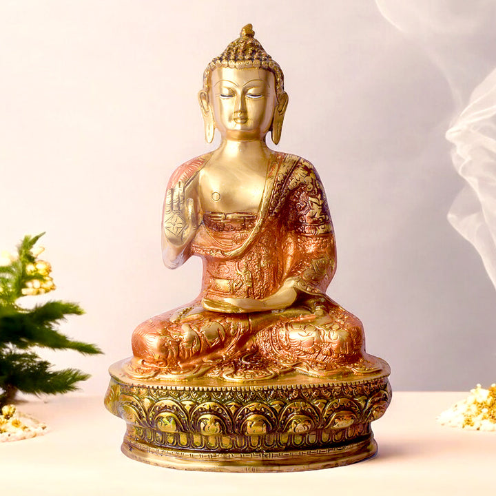 Large Brass Buddha Sculpture – A Timeless Piece for Spiritual Harmony, Serenity, and Meditation, Perfect for Home, Office, or Temple Decor.