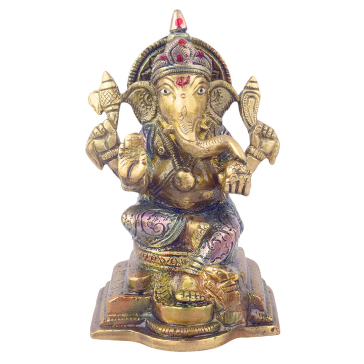 The "5.1 Inch Divine Ganesh Idol" is a beautifully crafted statue symbolizing wisdom, prosperity, and the removal of obstacles. Standing at 5.1 inches tall, this idol captures the serene and auspicious presence of Lord Ganesha, the beloved Hindu deity known for bringing good fortune and success.
