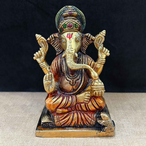 5.7 Inch Elegant Ganesha Murti β Beautifully Handcrafted Brass Statue of Lord Ganesha, the Remover of Obstacles and God of Wisdom, Perfect for Home Temple, Pooja, and Spiritual Decor. No.1 Brass Idol Store www.satvikstore.in