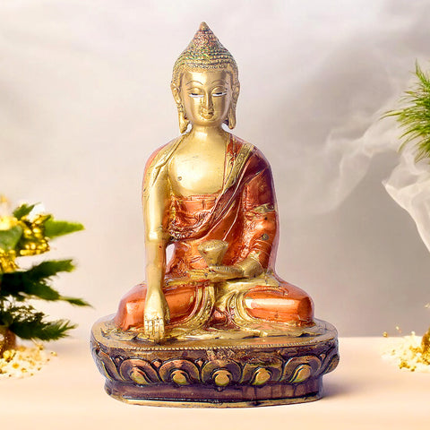 7.7 Inch Brass Buddha Statue β Handcrafted Brass Sculpture of Buddha in a Peaceful Pose, Symbolizing Serenity, Enlightenment, and Tranquility, Ideal for Home Decor. No.1 Brass Idol Store www.satvikstore.in