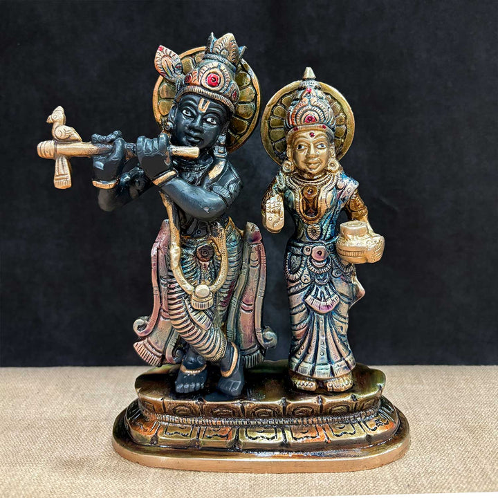 6.7 Inch Radha Krishna Idol β Exquisitely Crafted Brass Statue Representing Divine Love and Spiritual Bliss, Ideal for Home Temple, Pooja, and Sacred Decor. No.1 Brass Idol Store www.satvikstore.in
