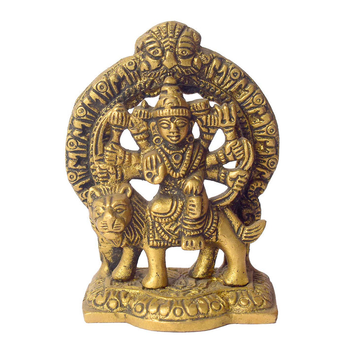 3 Inch Brass Durga Idol β Compact Divine Statue for Car Dashboard, Home Temple, and Puja Room Decor. No.1 Brass Idol Store www.satvikstore.in