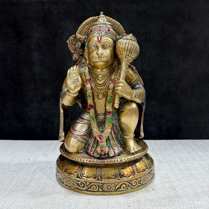 The "10.6 Inch Brass Hanuman Idol β Protector of Courage and Faith" is a stunningly detailed representation of Lord Hanuman, the embodiment of strength, devotion, and unwavering courage. India's Largest Puja Accessories Brand - Satvik No. 1 Brass Idol Collection