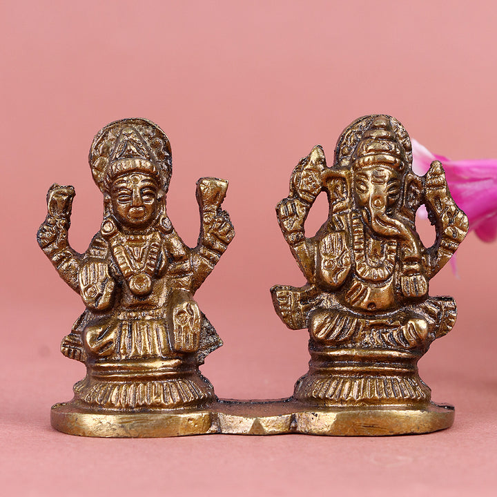 2 Inch Brass Laxmi Ganesh Idol – Compact Divine Statue for Home Temple, Diwali Puja, or Gifting Purposes. No.1 Brass Idol Store www.satvikstore.in