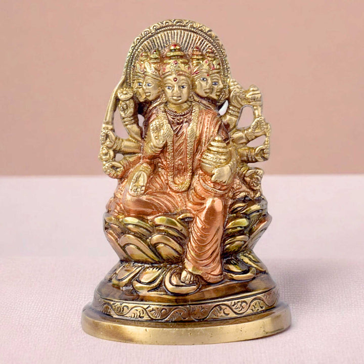5.5 Inch Panchmukhi (Five Faced) Laxmi Brass Idol β Handcrafted Statue Symbolizing Prosperity, Wealth, and Divine Blessings for Spiritual Worship and Home Decoration. No.1 Brass Idol Store www.satvikstore.in