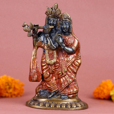 3.1 Inch Brass Radha Krishna Idol beautifully handcrafted, showcasing divine love and harmony β ideal for home dΓ©cor, gifting, and spiritual worship. No.1 Brass Idol Store www.satvikstore.in