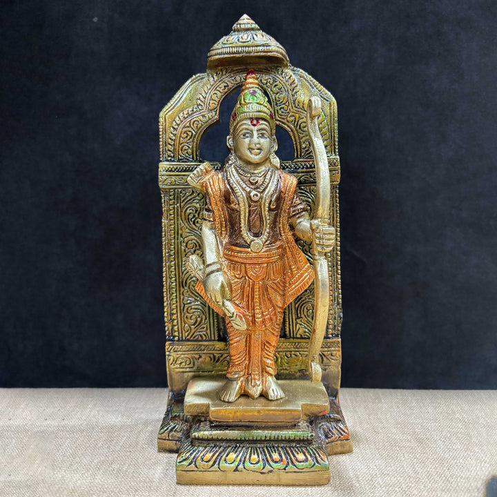 8.7 Inch Elegant Antique Brass Ram with Bow Statue β Exquisitely Crafted Brass Idol Depicting Lord Ram Holding a Bow, Symbolizing Righteousness and Strength, Ideal for Temple or Home Decor. No.1 Brass Idol Store www.satvikstore.in