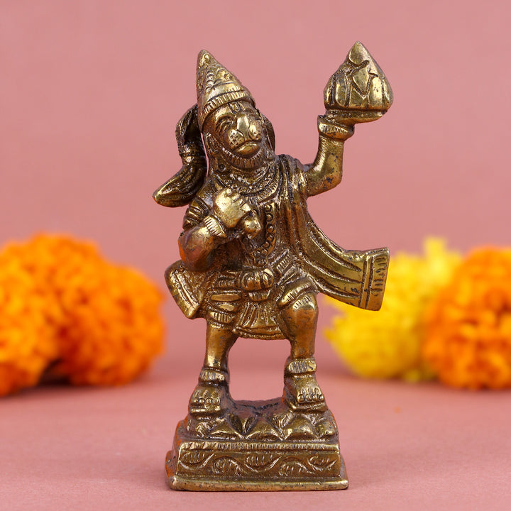 3.3 Inch Brass Hanuman Idol β Small Yet Powerful Statue for Devotion, Home Temple, Car Dashboard, or Spiritual Gifting. No.1 Brass Idol Store www.satvikstore.in