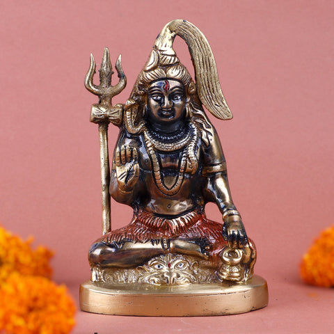 3 Inch Brass Shiv Idol with intricate detailing, representing Lord Shiva β perfect for pooja room, home temple, or as a spiritual gift for devotees. No.1 Brass Idol Store www.satvikstore.in