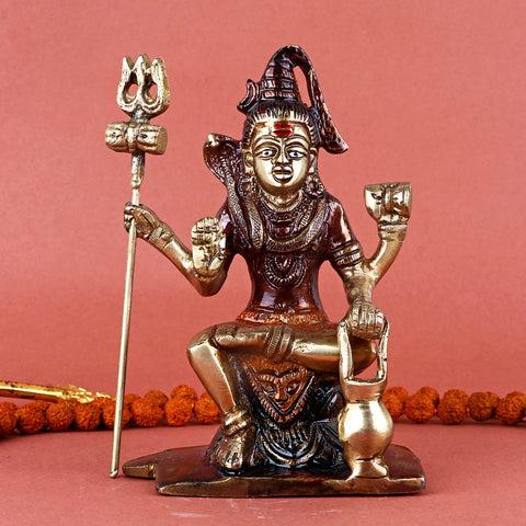 3 Inch Brass Shiv Ji/Bholenath Idol intricately handcrafted, symbolizing Lord Shivaβs divine presence and blessingsβideal for worship, home decor, and spiritual purposes. No.1 Brass Idol Store www.satvikstore.in