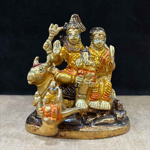 3 Inch Brass Shiv Parivaar with Nandi Idol β Sacred Family Statue for Home Temple and Car Dashboard DΓ©cor. No.1 Brass Idol Store www.satvikstore.in